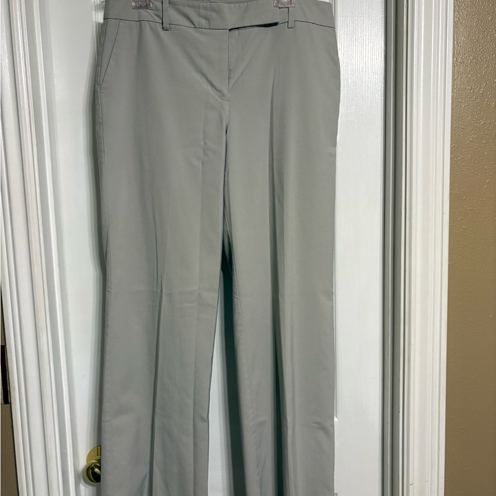 Ann Taylor Light Gray Straight-Leg Dress Pants